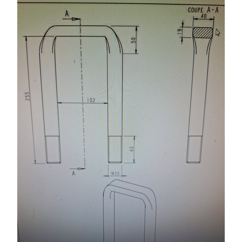 Strzemię Joskin M30*102*255 + nakrętki